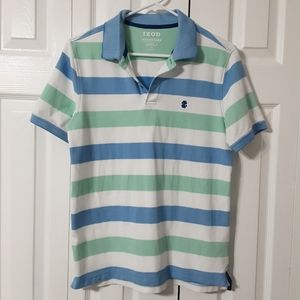 Izod Polo Shirt Short Sleeve Blue Green Stripe